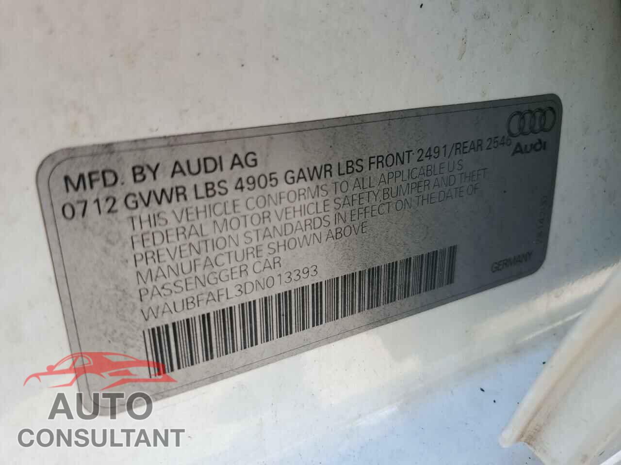 AUDI A4 2013 - WAUBFAFL3DN013393