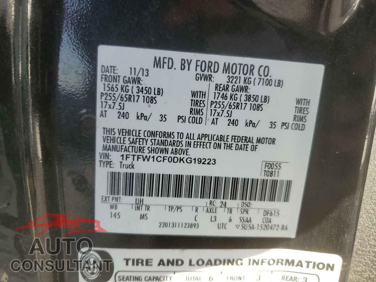 FORD F-150 2013 - 1FTFW1CF0DKG19223