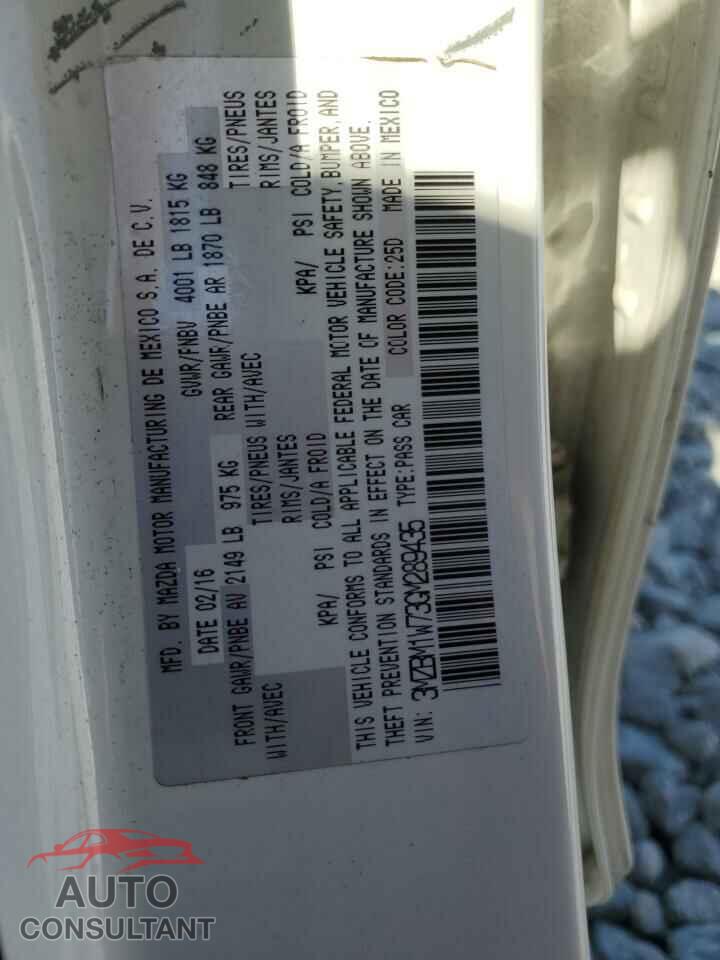 MAZDA 3 2016 - 3MZBM1W73GM289435