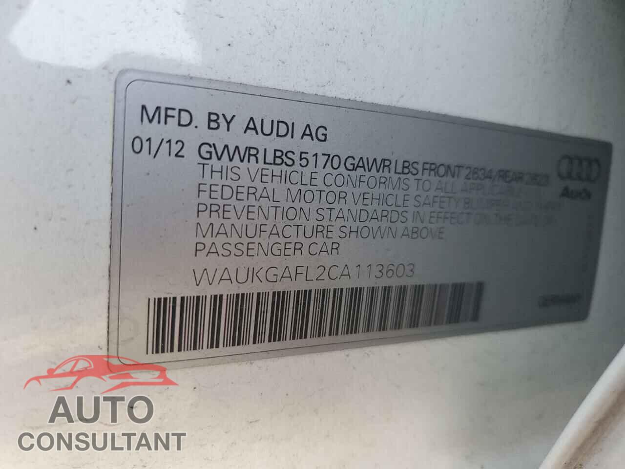AUDI S4/RS4 2012 - WAUKGAFL2CA113603