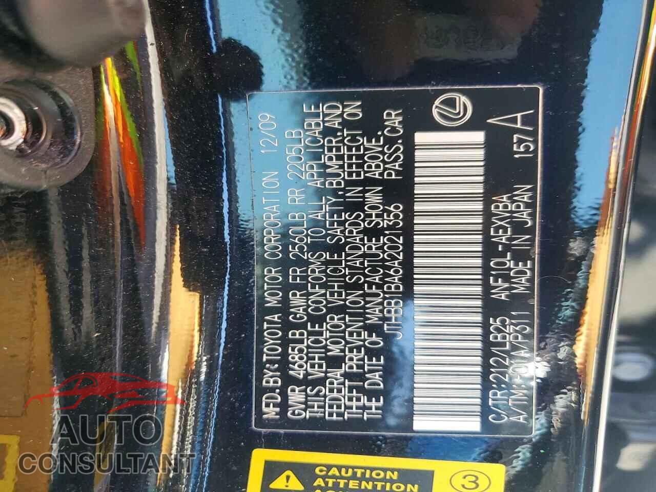 LEXUS HS 2010 - JTHBB1BA6A2021356