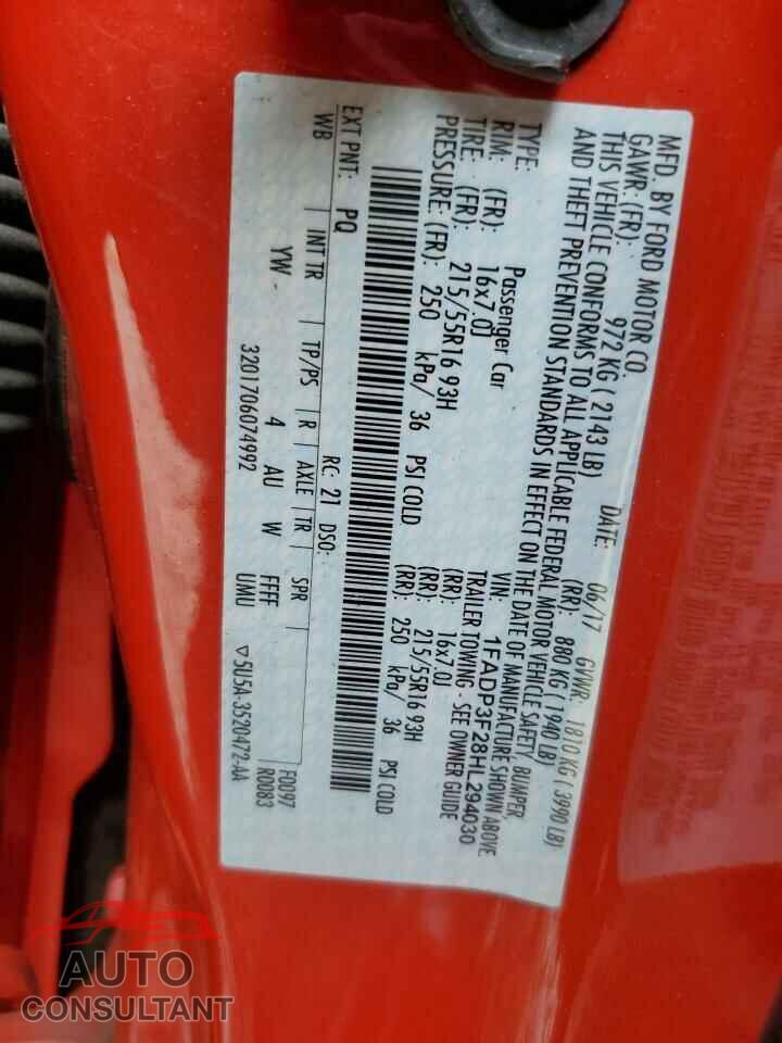 FORD FOCUS 2017 - 1FADP3F28HL294030