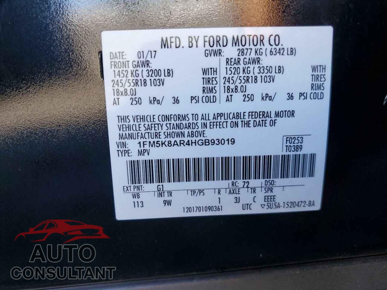 FORD EXPLORER 2017 - 1FM5K8AR4HGB93019