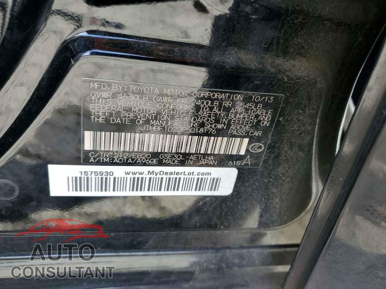 LEXUS IS 2014 - JTHBF1D22E5018176