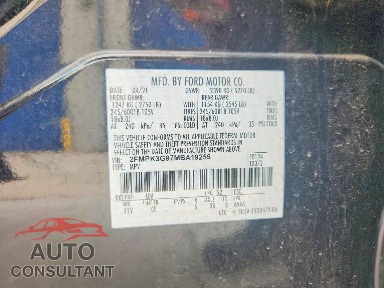 FORD EDGE 2021 - 2FMPK3G97MBA19255