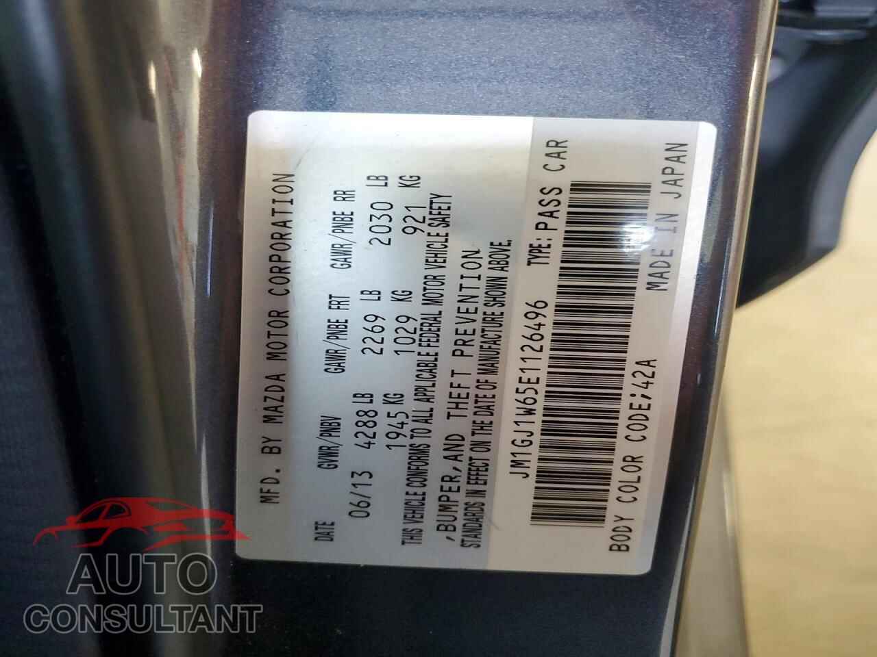 MAZDA 6 2014 - JM1GJ1W65E1126496
