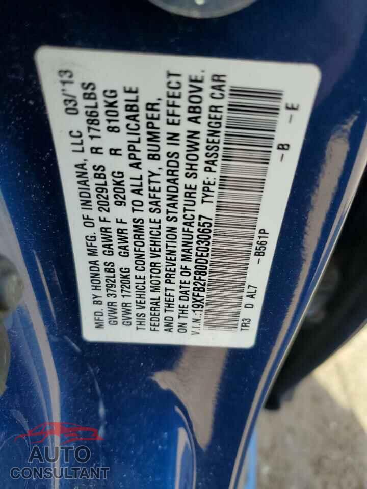 HONDA CIVIC 2013 - 19XFB2F80DE030657