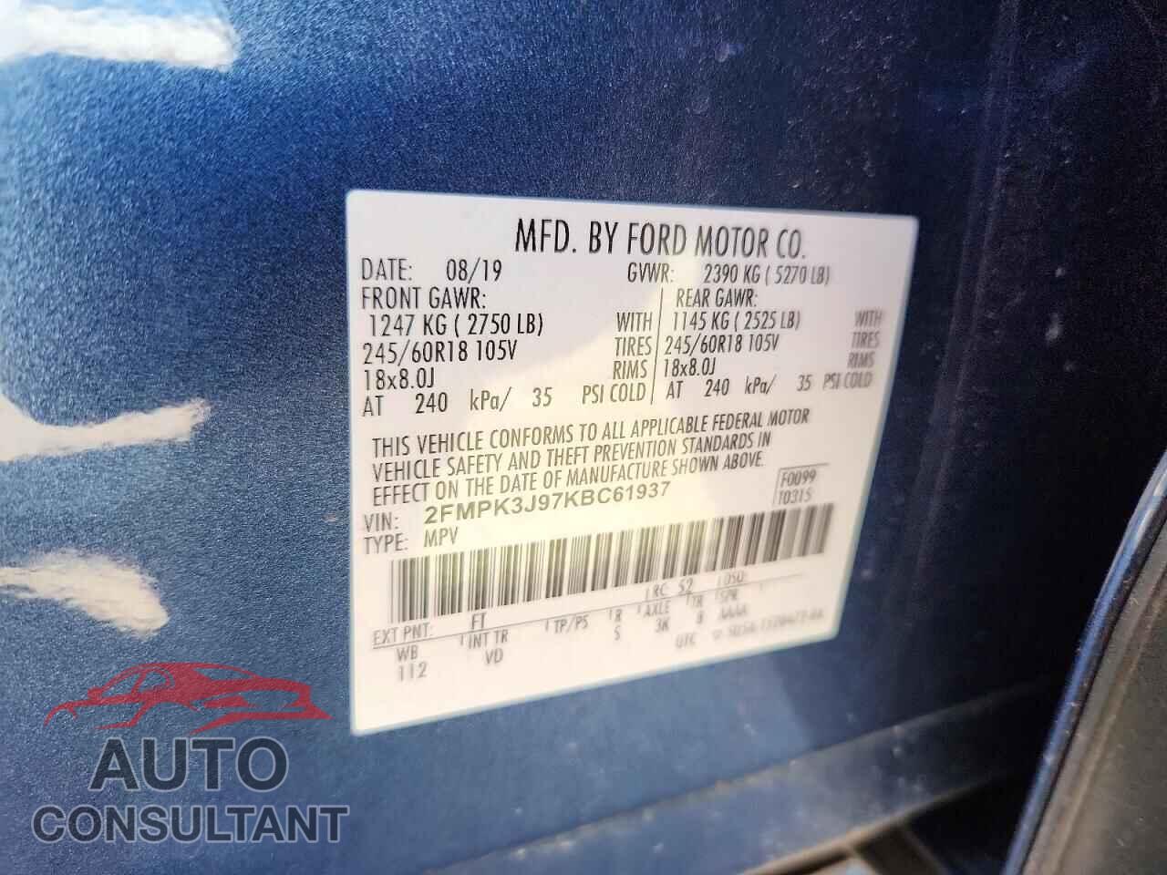 FORD EDGE 2019 - 2FMPK3J97KBC61937