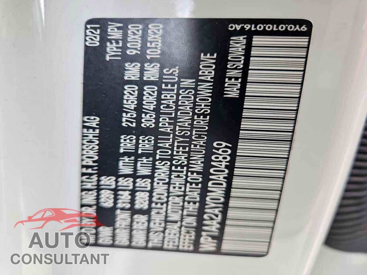 PORSCHE CAYENNE 2021 - WP1AA2AY0MDA04869