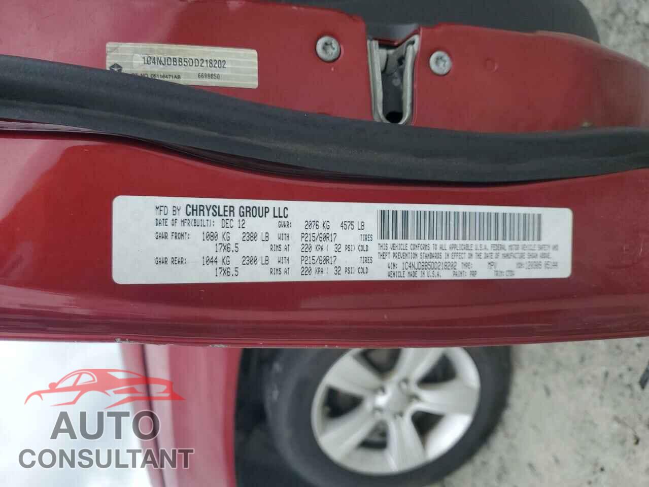 JEEP COMPASS 2013 - 1C4NJDBB5DD218202