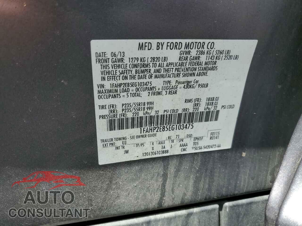 FORD TAURUS 2014 - 1FAHP2E85EG103475