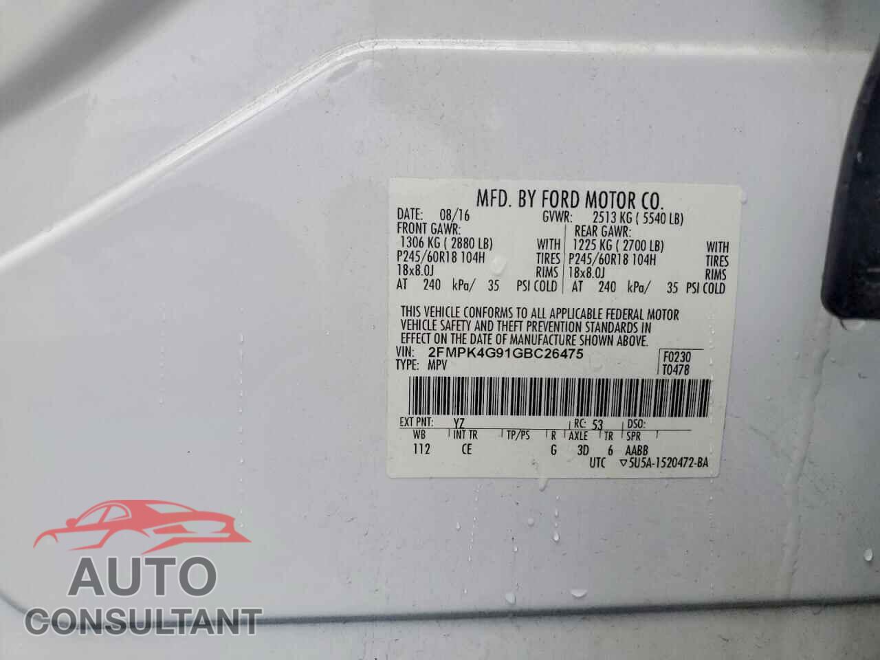 FORD EDGE 2016 - 2FMPK4G91GBC26475