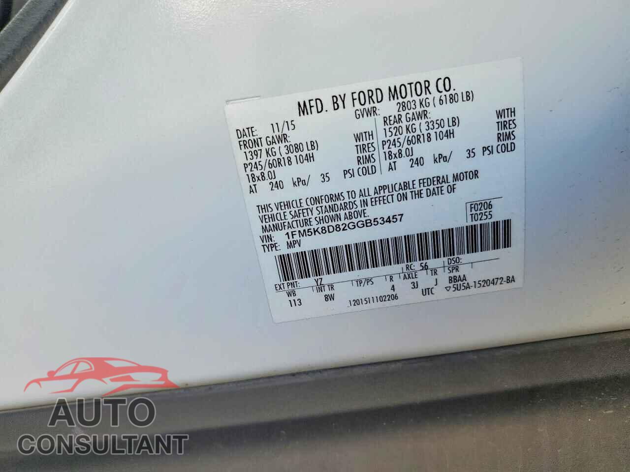 FORD EXPLORER 2016 - 1FM5K8D82GGB53457