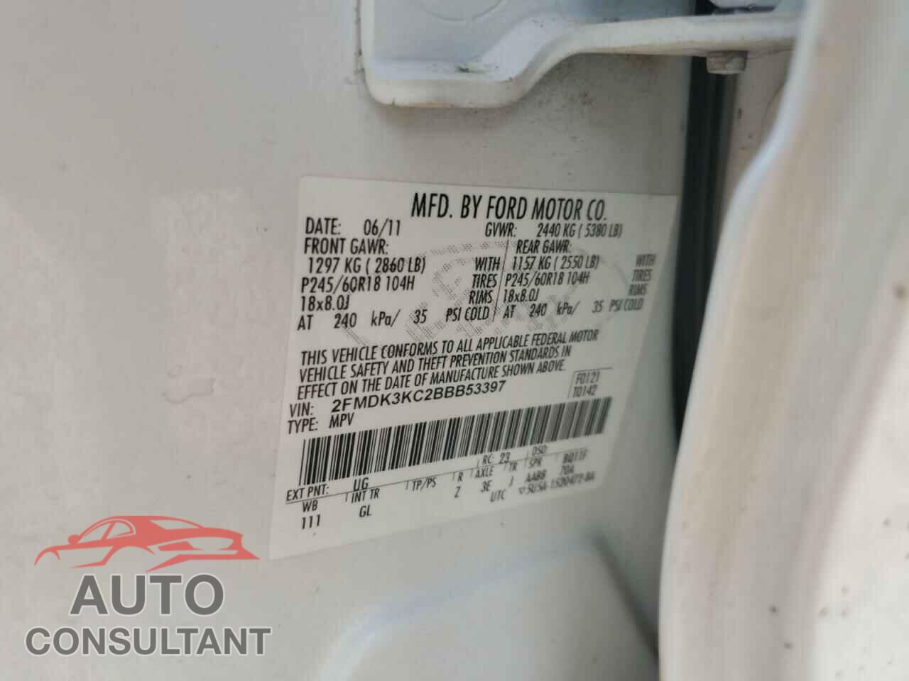 FORD EDGE 2011 - 2FMDK3KC2BBB53397