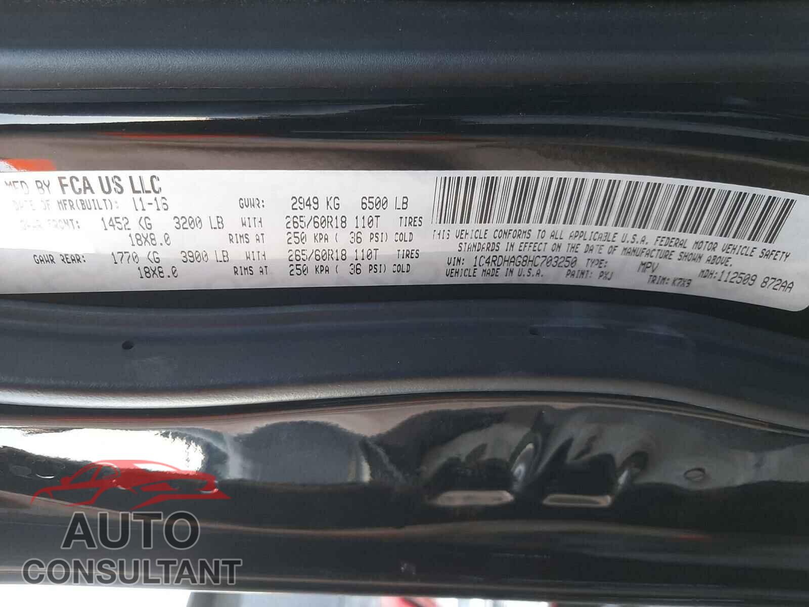 DODGE DURANGO 2017 - 1C4RDHAG8HC703250