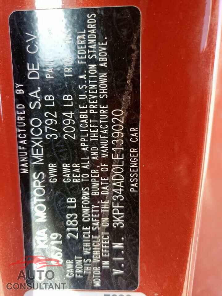 KIA FORTE 2020 - 3KPF34AD0LE139020