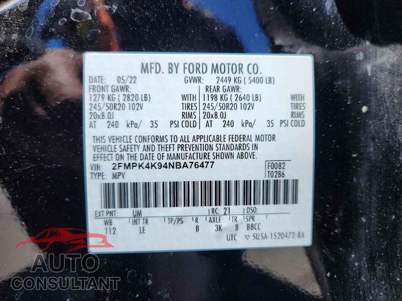 FORD EDGE 2022 - 2FMPK4K94NBA76477