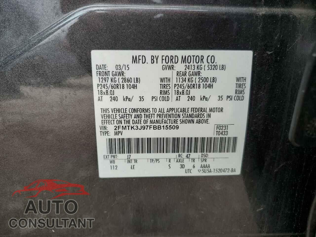 FORD EDGE 2015 - 2FMTK3J97FBB15509