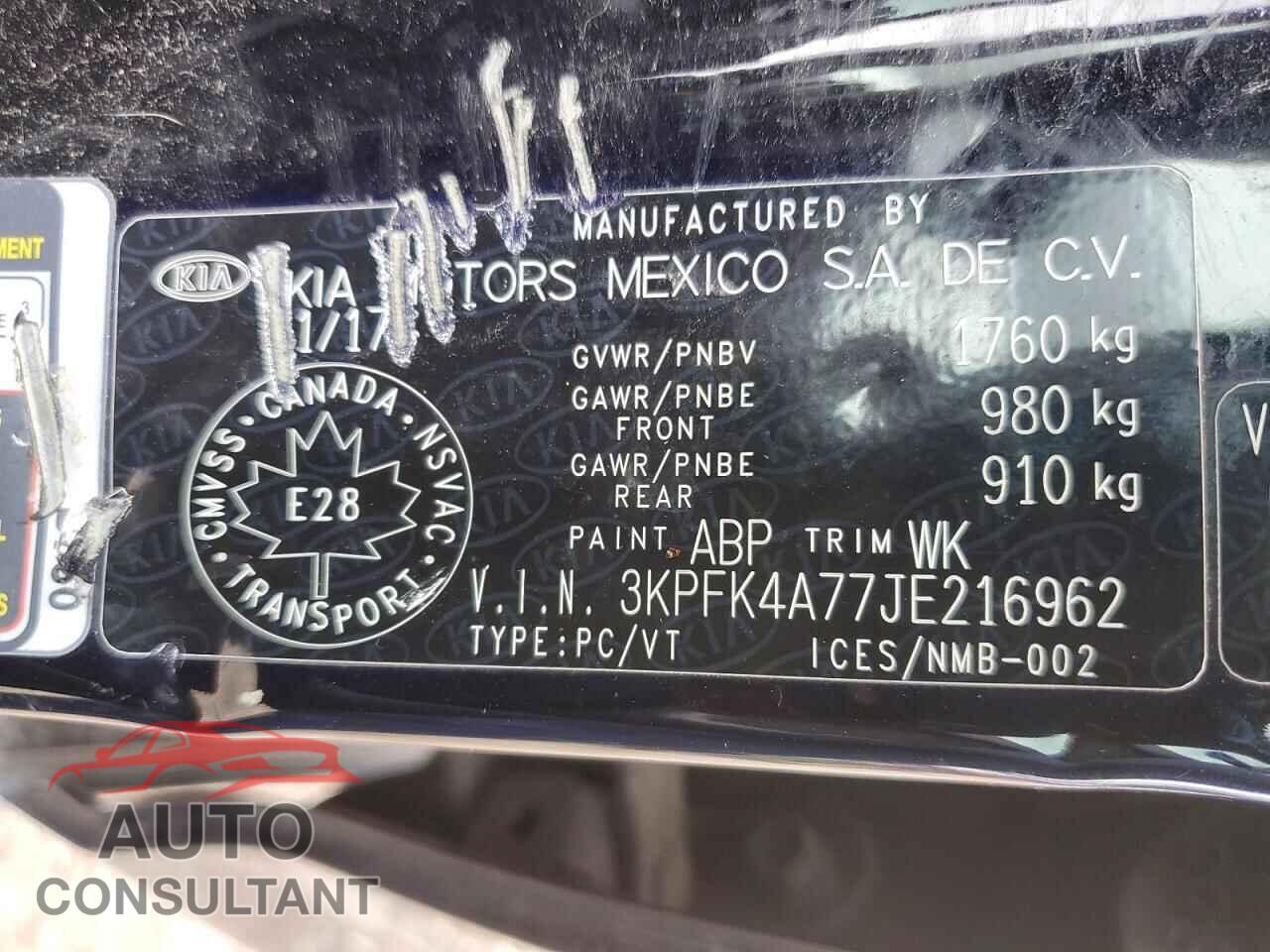 KIA FORTE 2018 - 3KPFK4A77JE216962