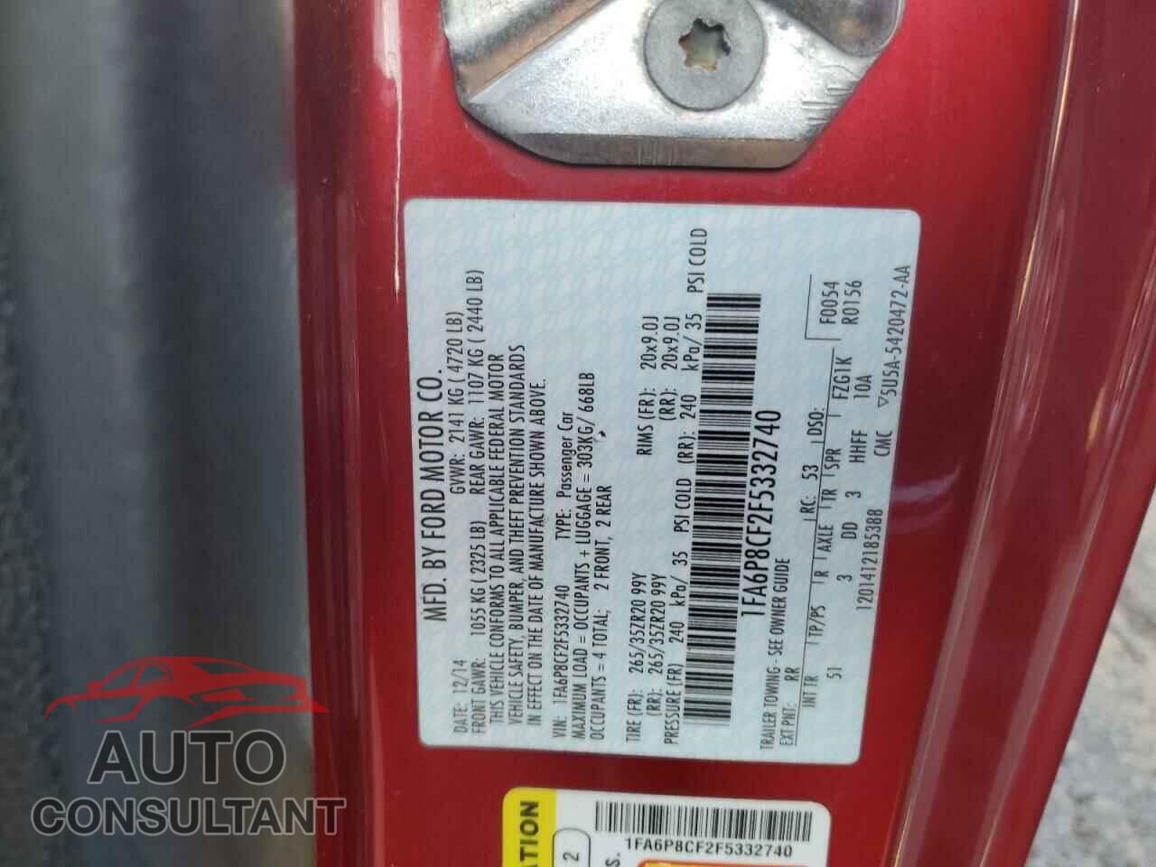 FORD MUSTANG 2015 - 1FA6P8CF2F5332740
