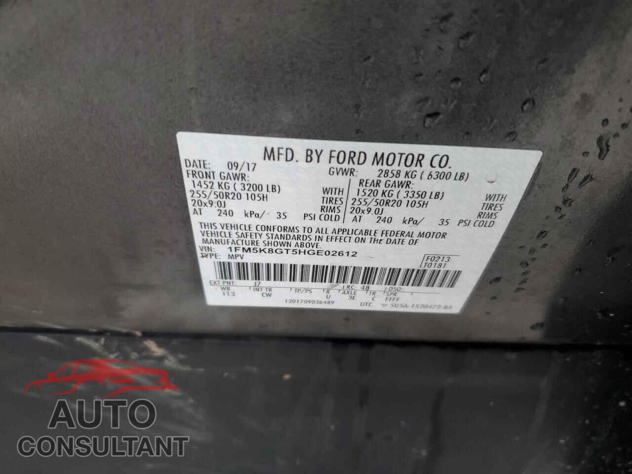 FORD EXPLORER 2017 - 1FM5K8GT5HGE02612