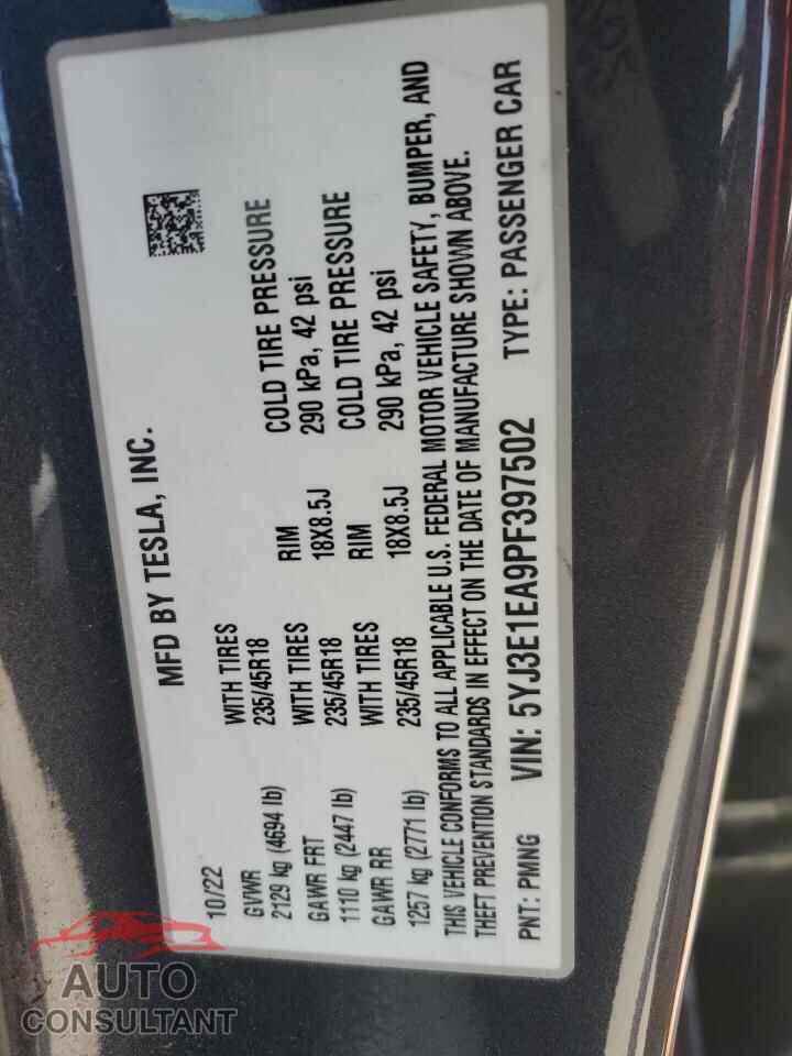 TESLA MODEL 3 2023 - 5YJ3E1EA9PF397502