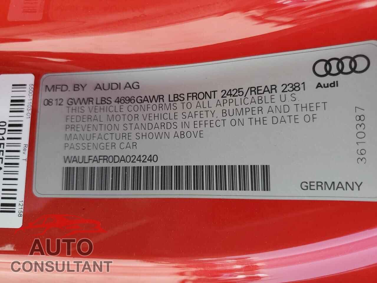 AUDI A5 2013 - WAULFAFR0DA024240
