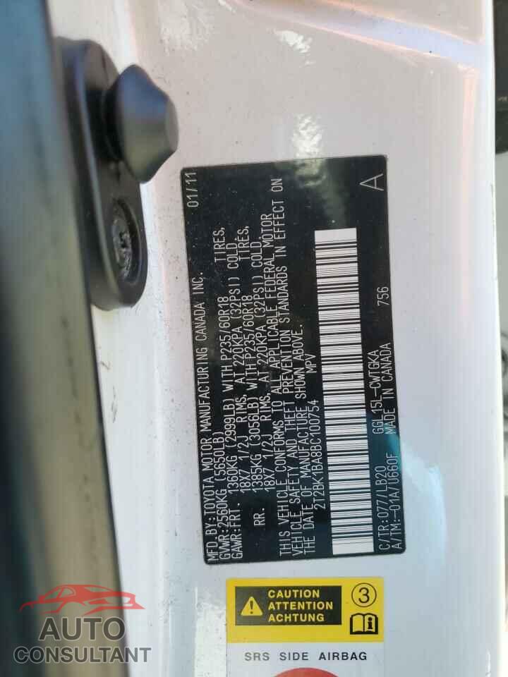 LEXUS RX350 2011 - 2T2BK1BA8BC100754