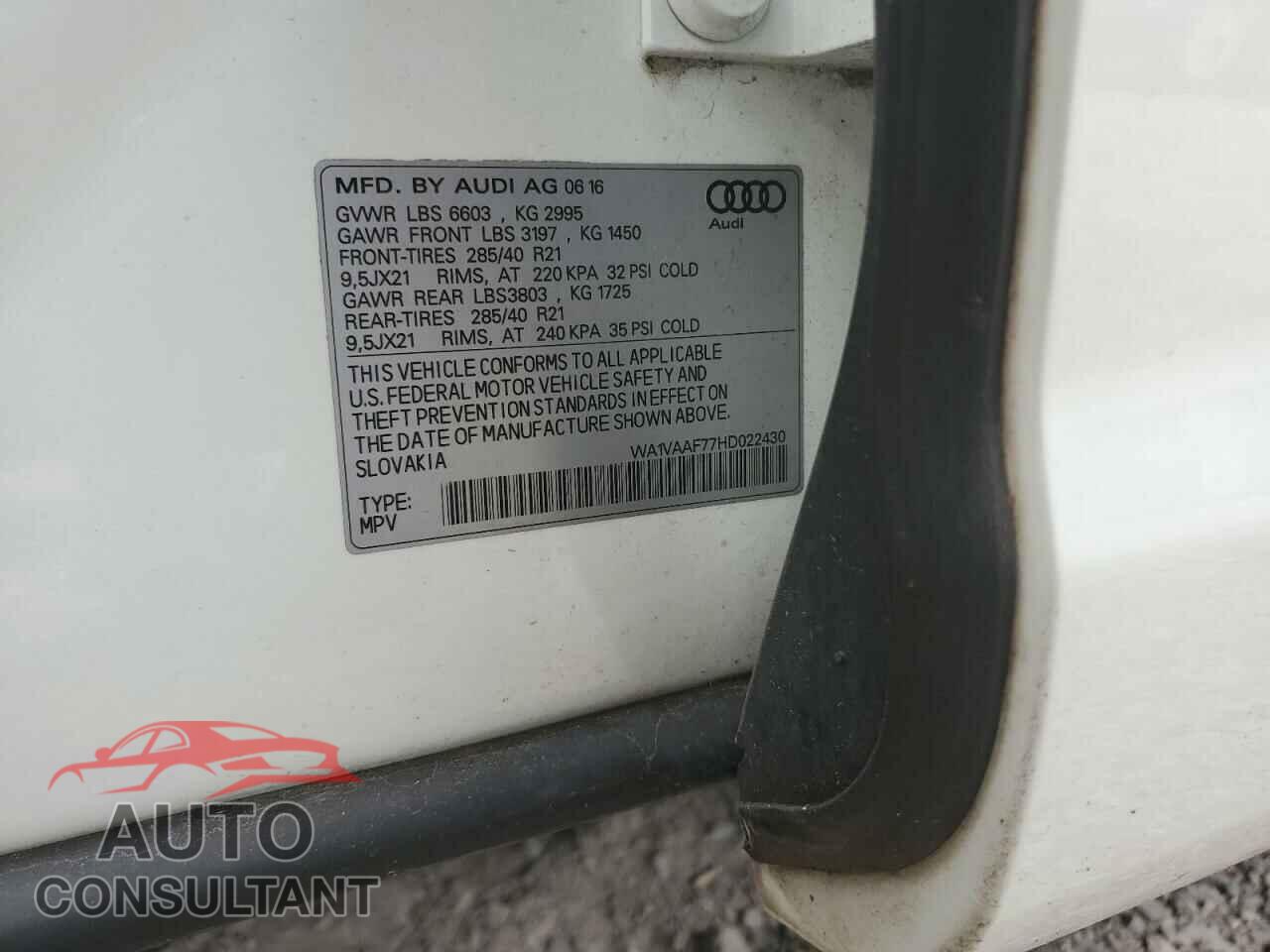 AUDI Q7 2017 - WA1VAAF77HD022430