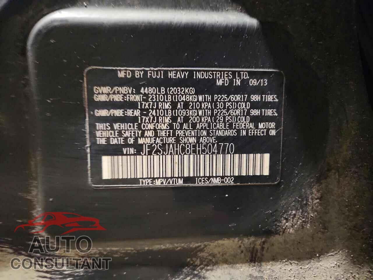 SUBARU FORESTER 2014 - JF2SJAHC8EH504770
