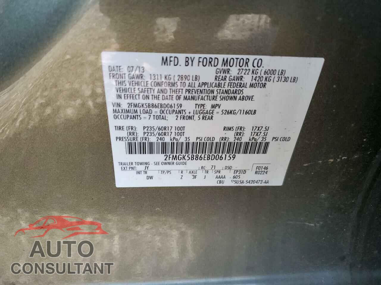 FORD FLEX 2014 - 2FMGK5B86EBD06159