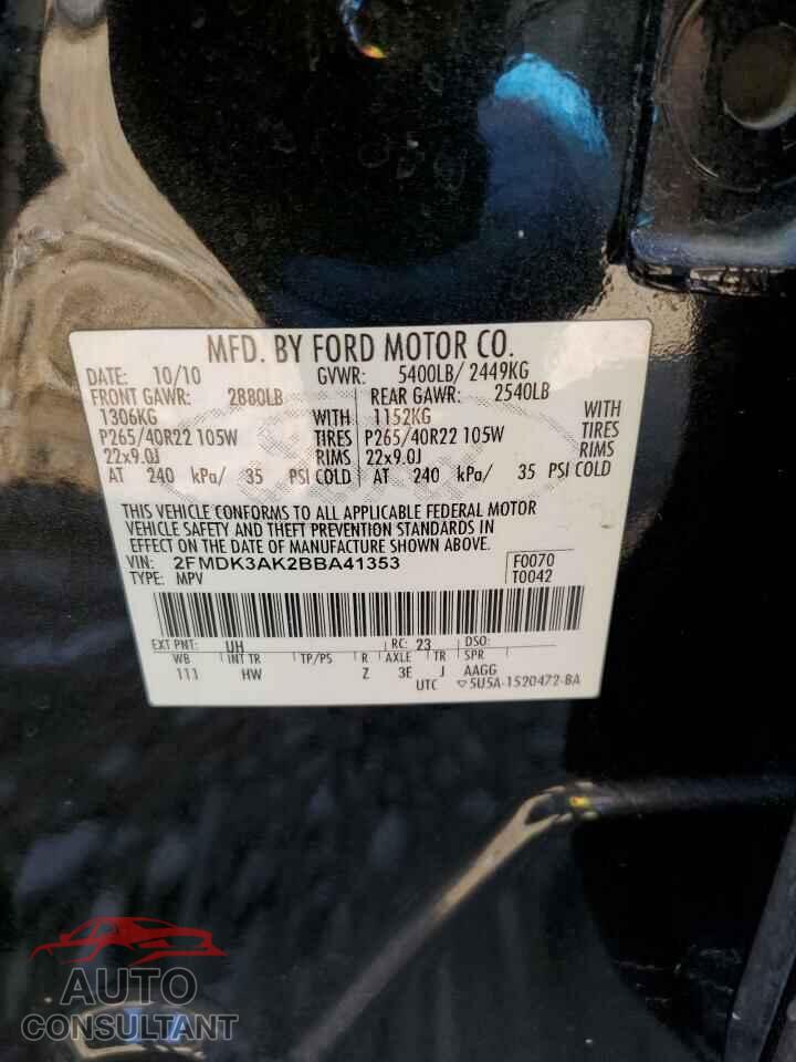 FORD EDGE 2011 - 2FMDK3AK2BBA41353