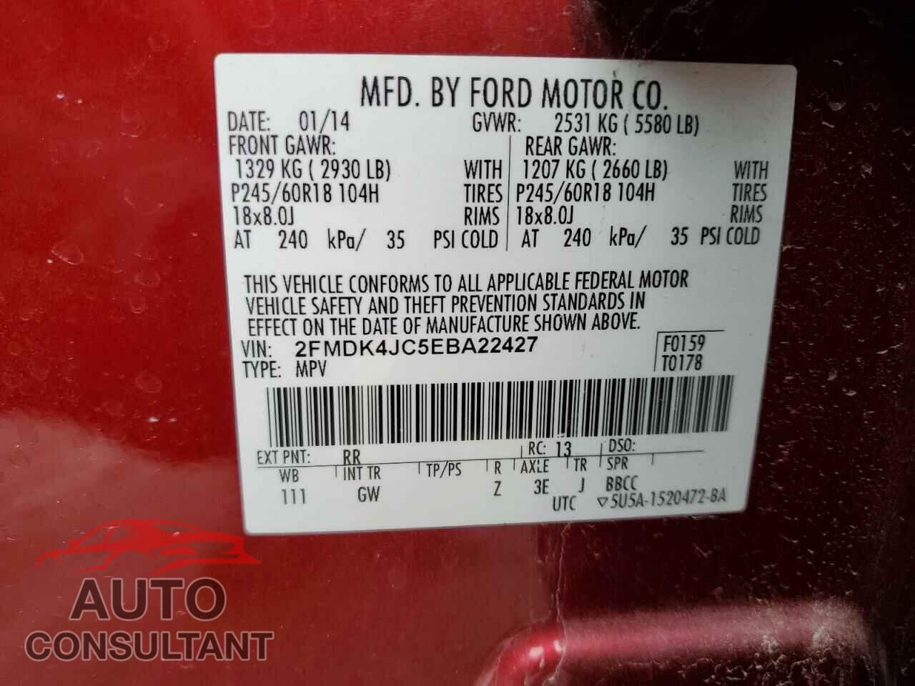 FORD EDGE 2014 - 2FMDK4JC5EBA22427