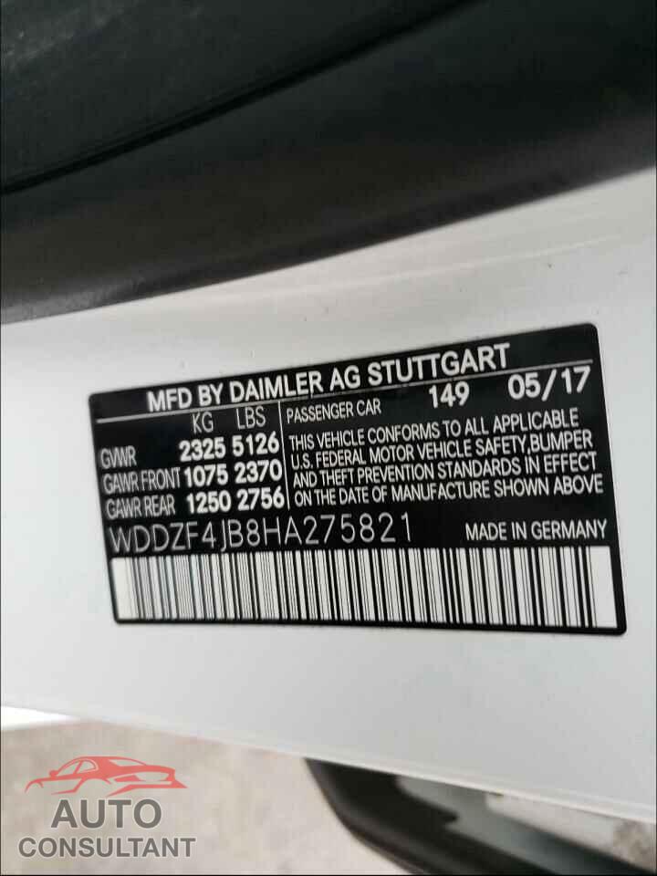 MERCEDES-BENZ E CLASS 2017 - WDDZF4JB8HA275821