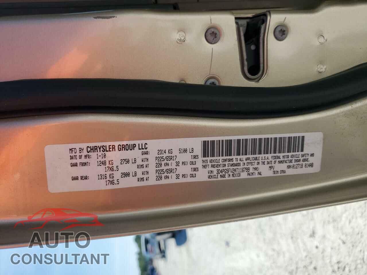 DODGE JOURNEY 2010 - 3D4PG5FV2AT116799