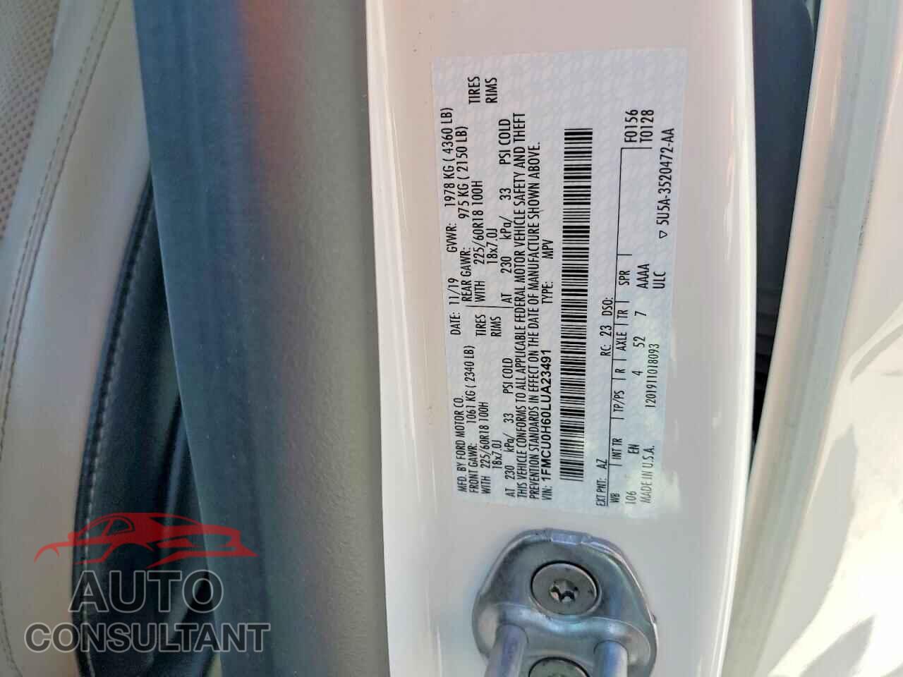 FORD ESCAPE 2020 - 1FMCU0H60LUA23491
