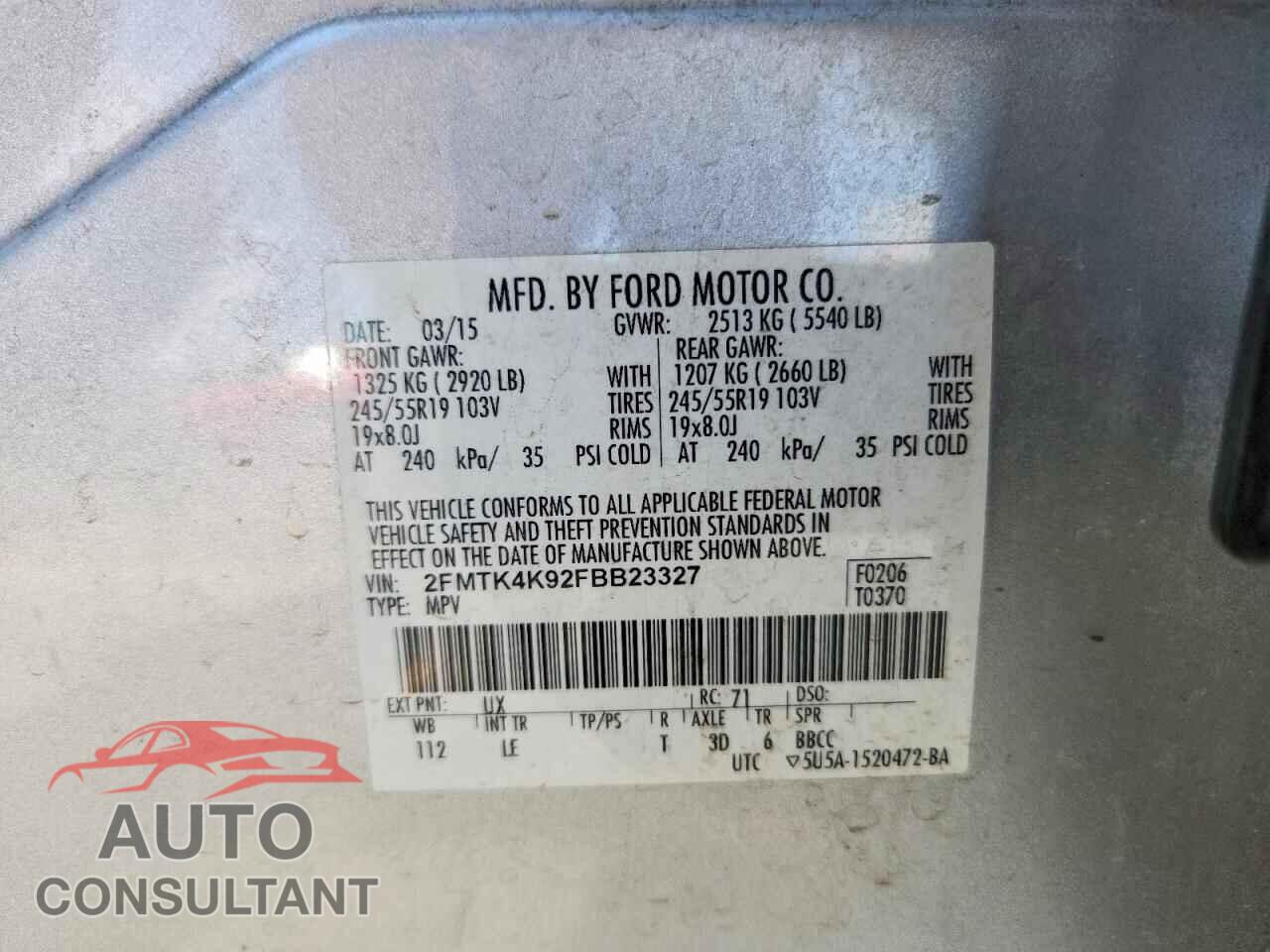 FORD EDGE 2015 - 2FMTK4K92FBB23327