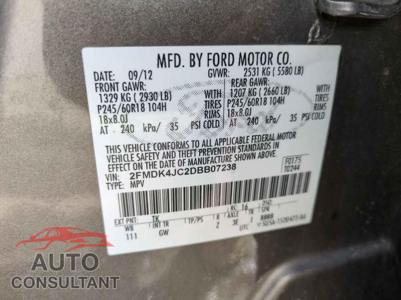 FORD EDGE 2013 - 2FMDK4JC2DBB07238