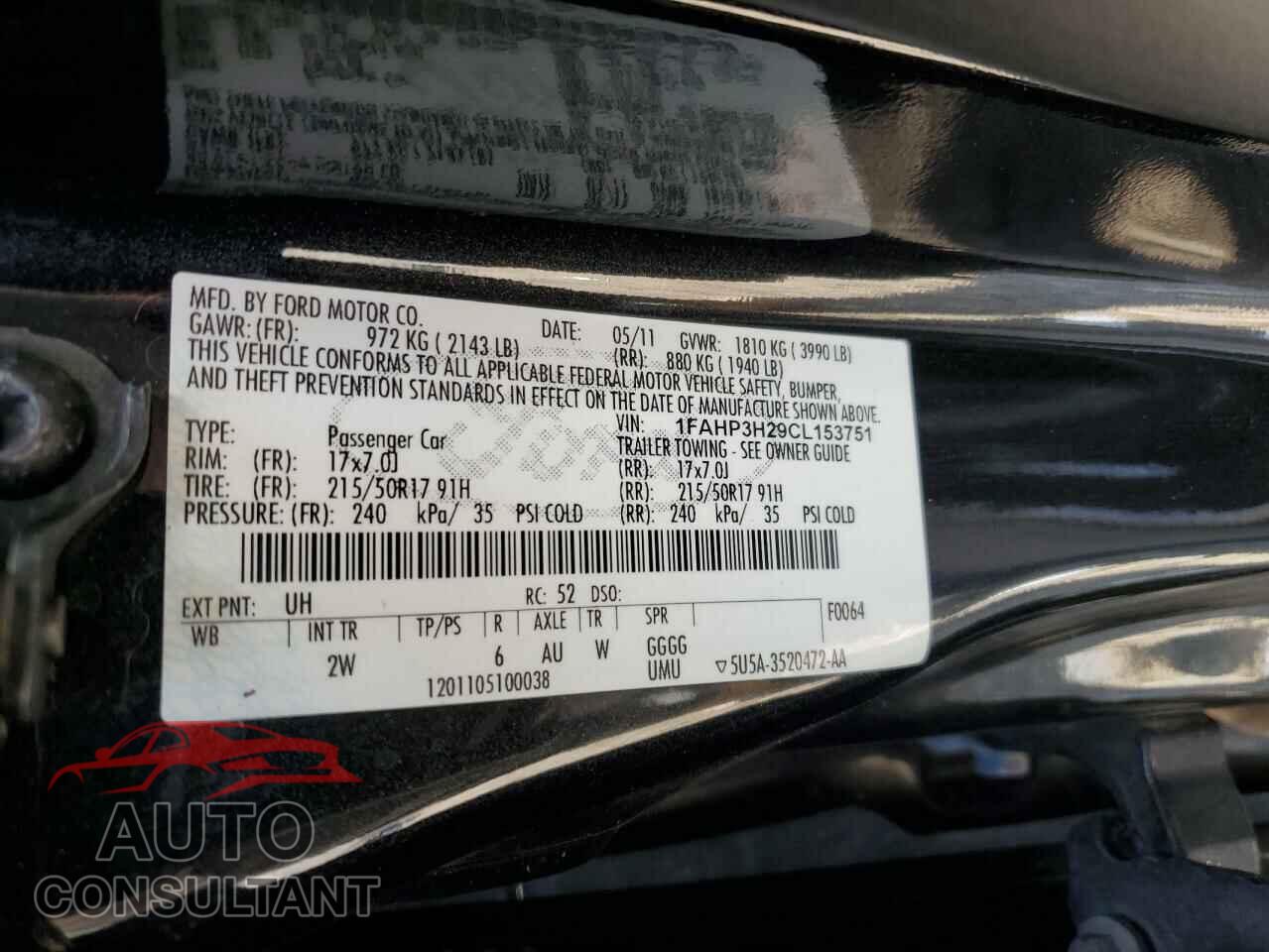 FORD FOCUS 2012 - 1FAHP3H29CL153751