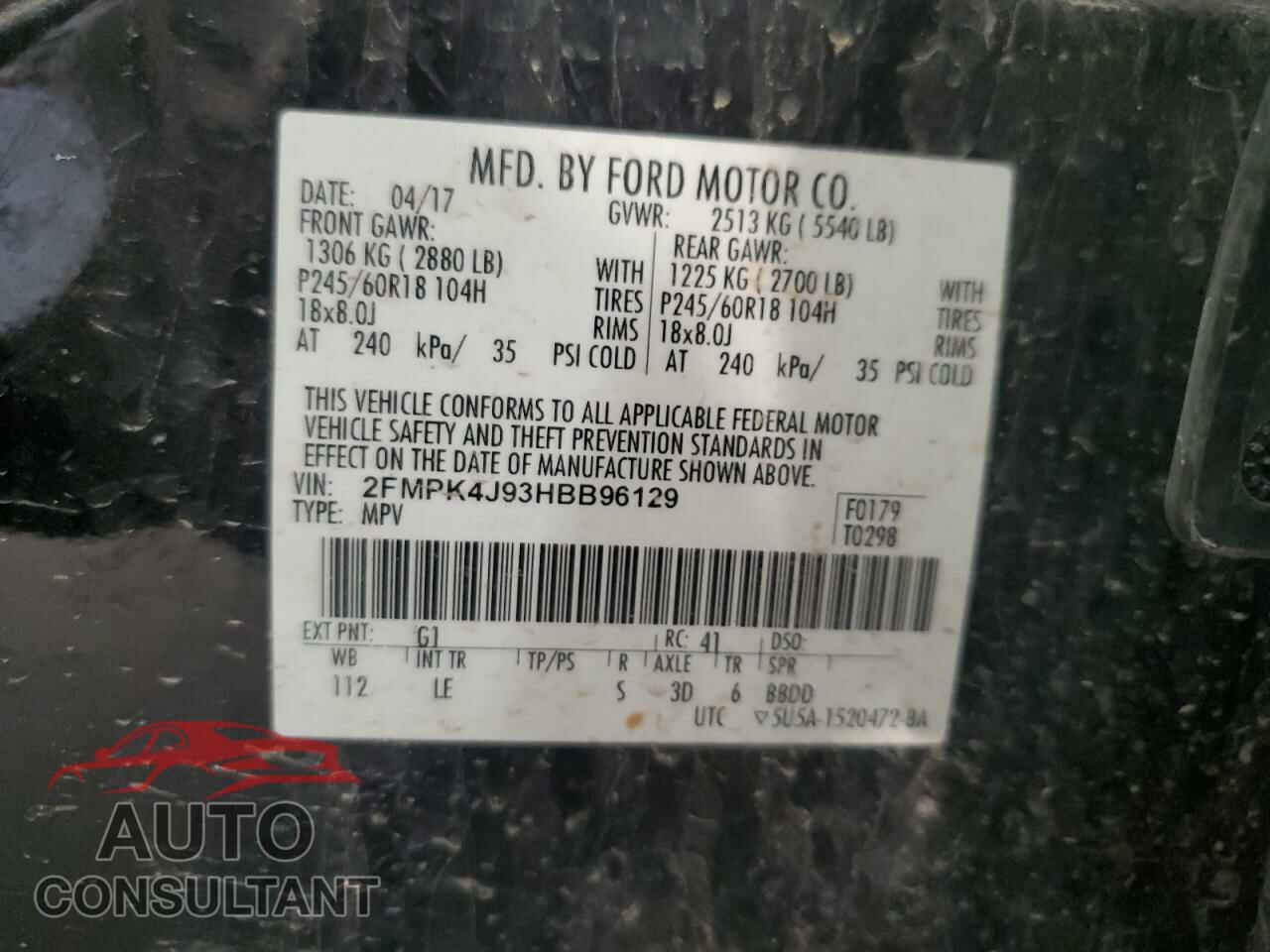 FORD EDGE 2017 - 2FMPK4J93HBB96129