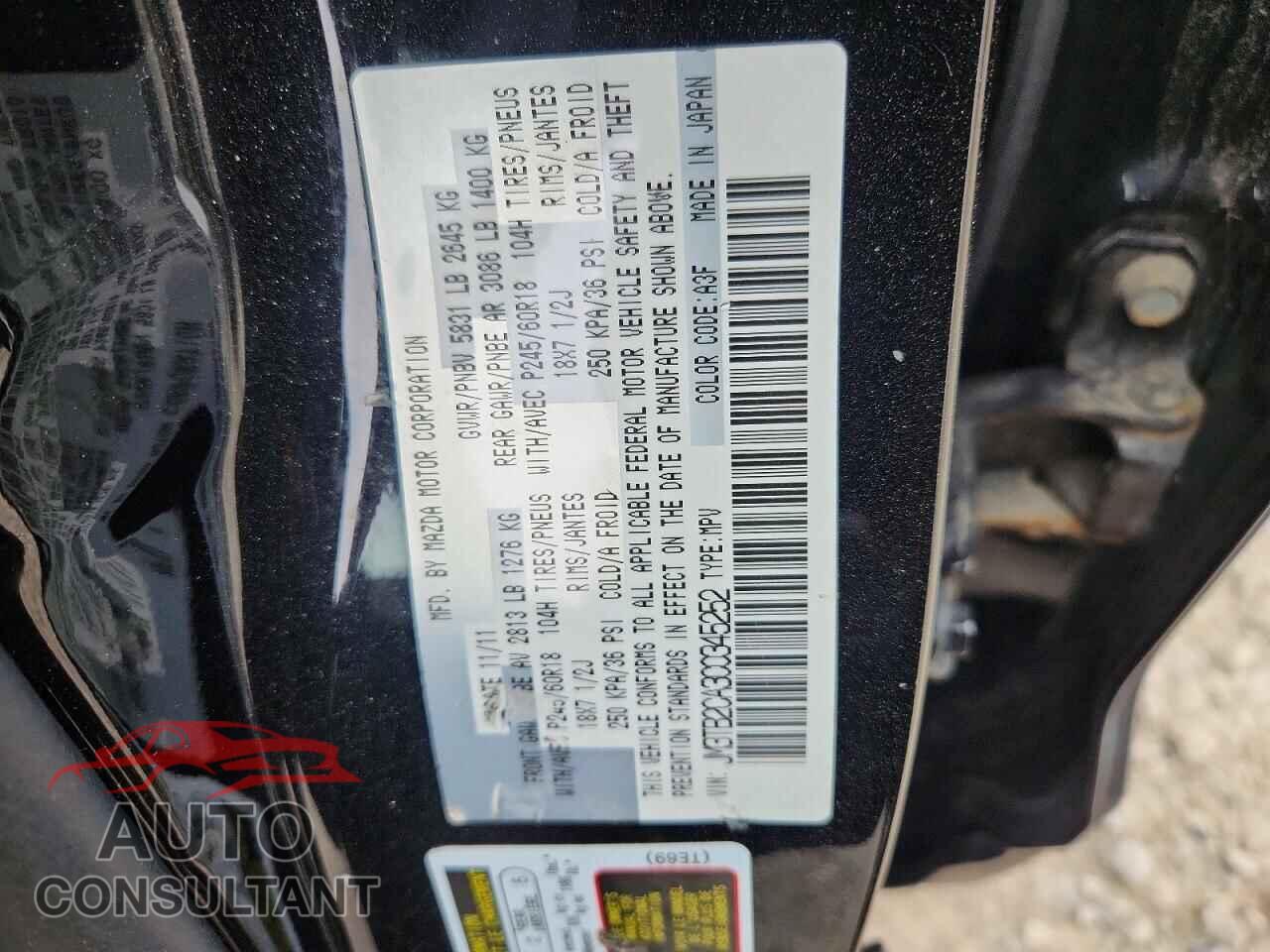 MAZDA CX-9 2012 - JM3TB2CA3C0345252