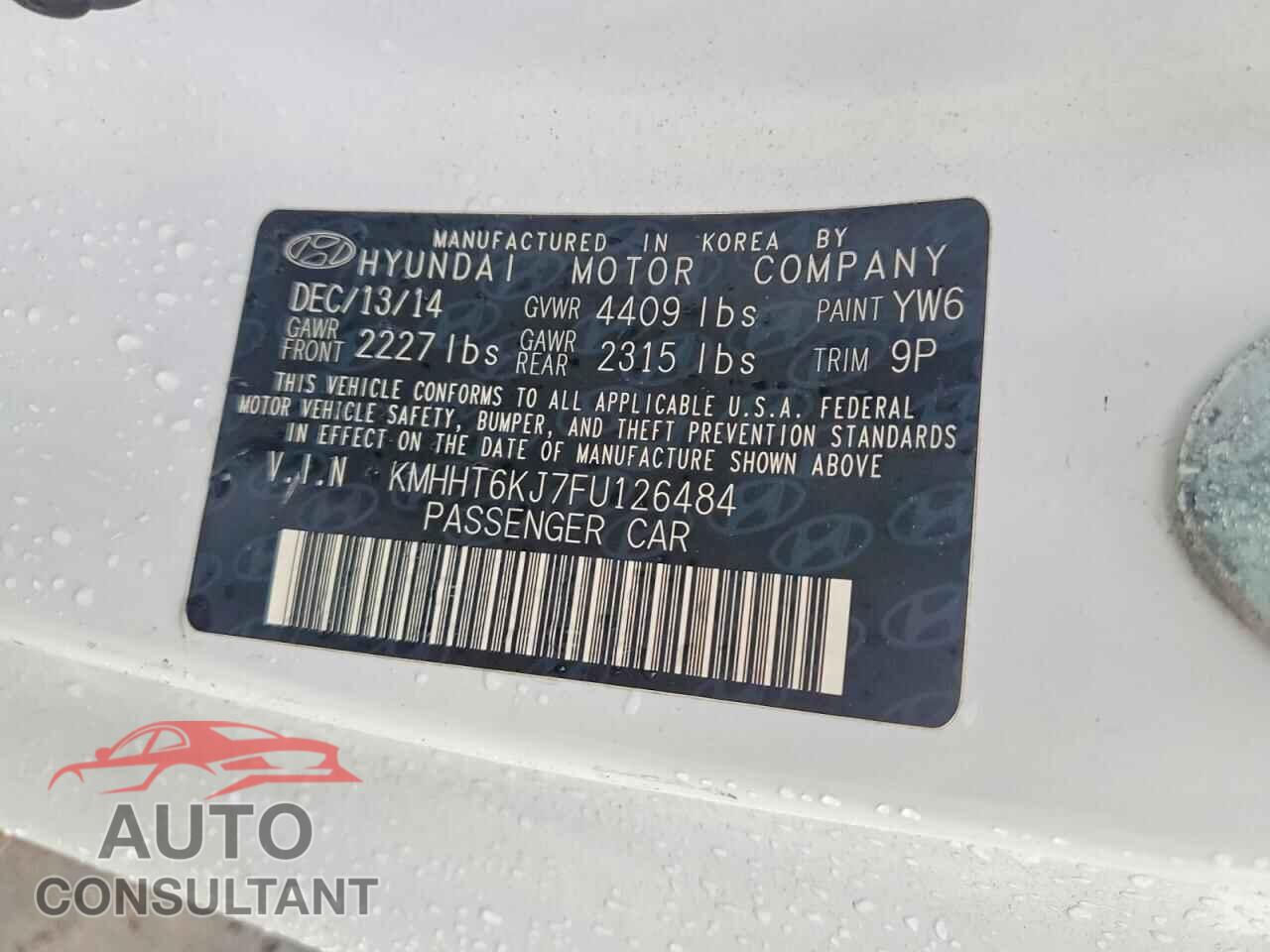 HYUNDAI GENESIS 2015 - KMHHT6KJ7FU126484