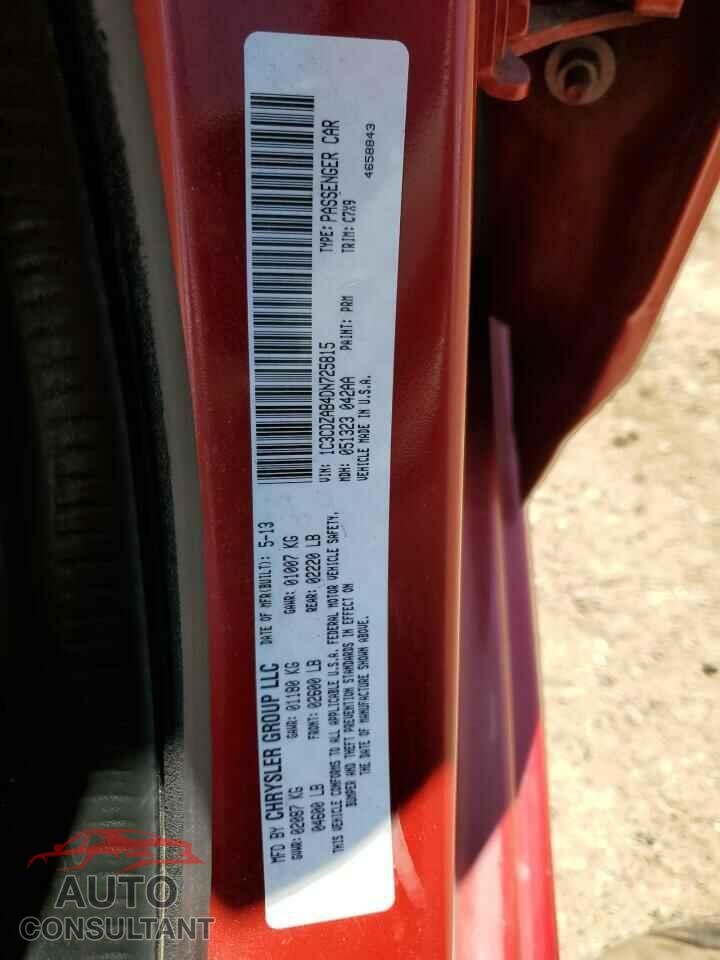 DODGE AVENGER 2013 - 1C3CDZAB4DN725815