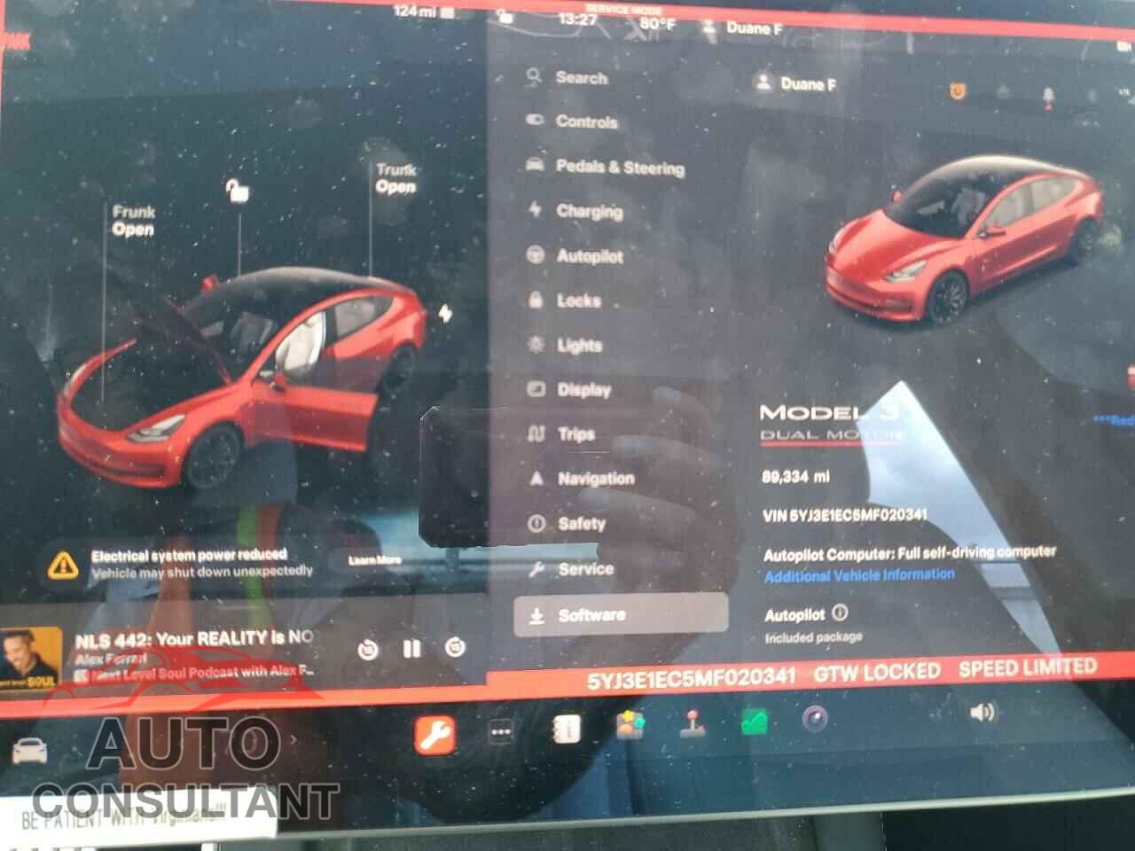 TESLA MODEL 3 2021 - 5YJ3E1EC5MF020341