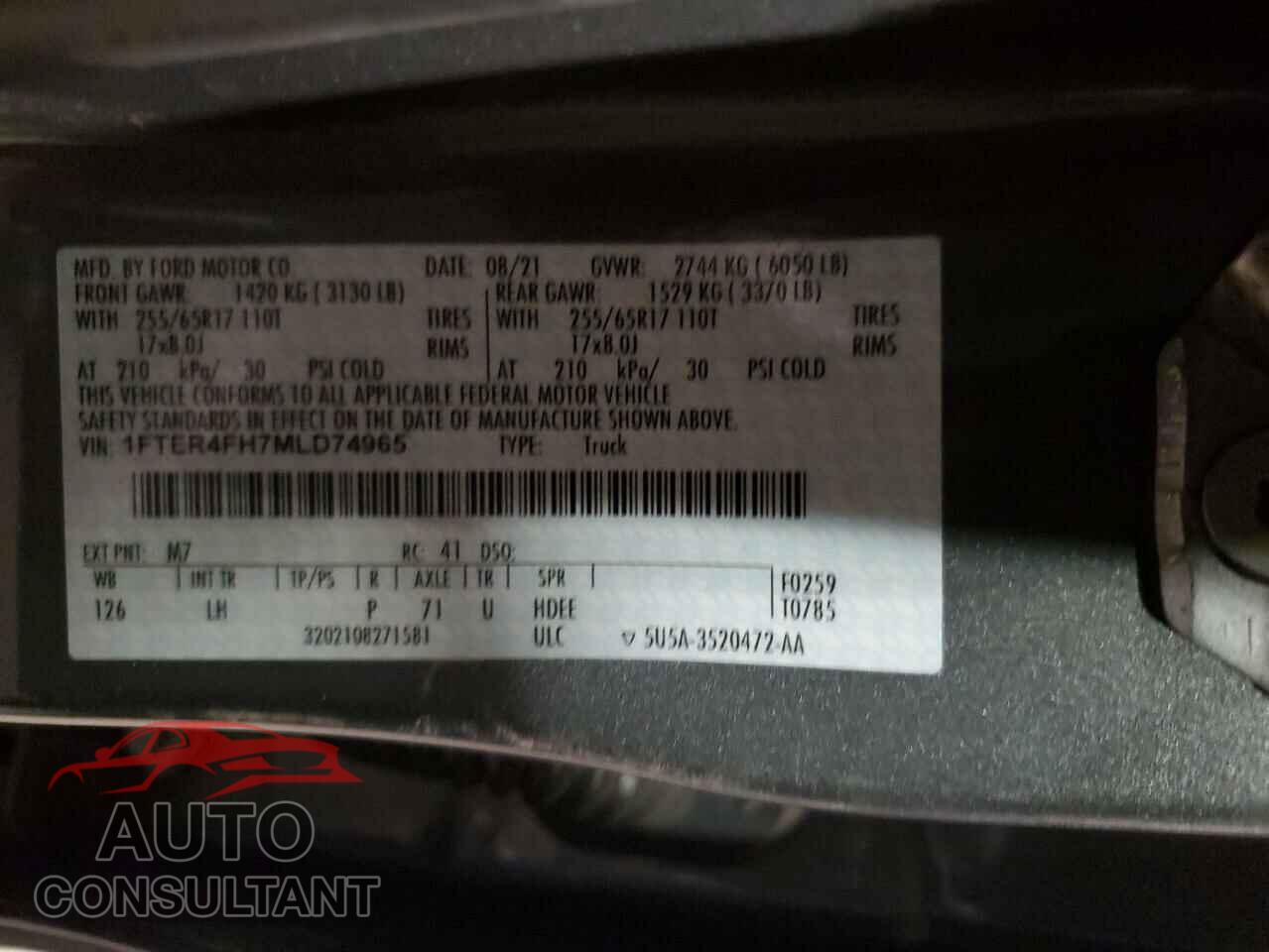 FORD RANGER 2021 - 1FTER4FH7MLD74965