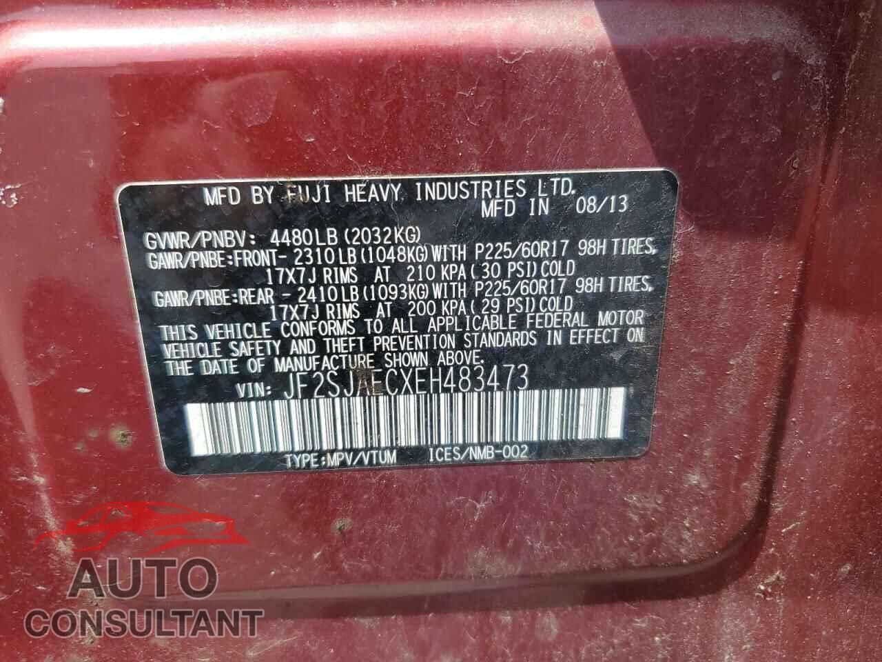 SUBARU FORESTER 2014 - JF2SJAECXEH483473
