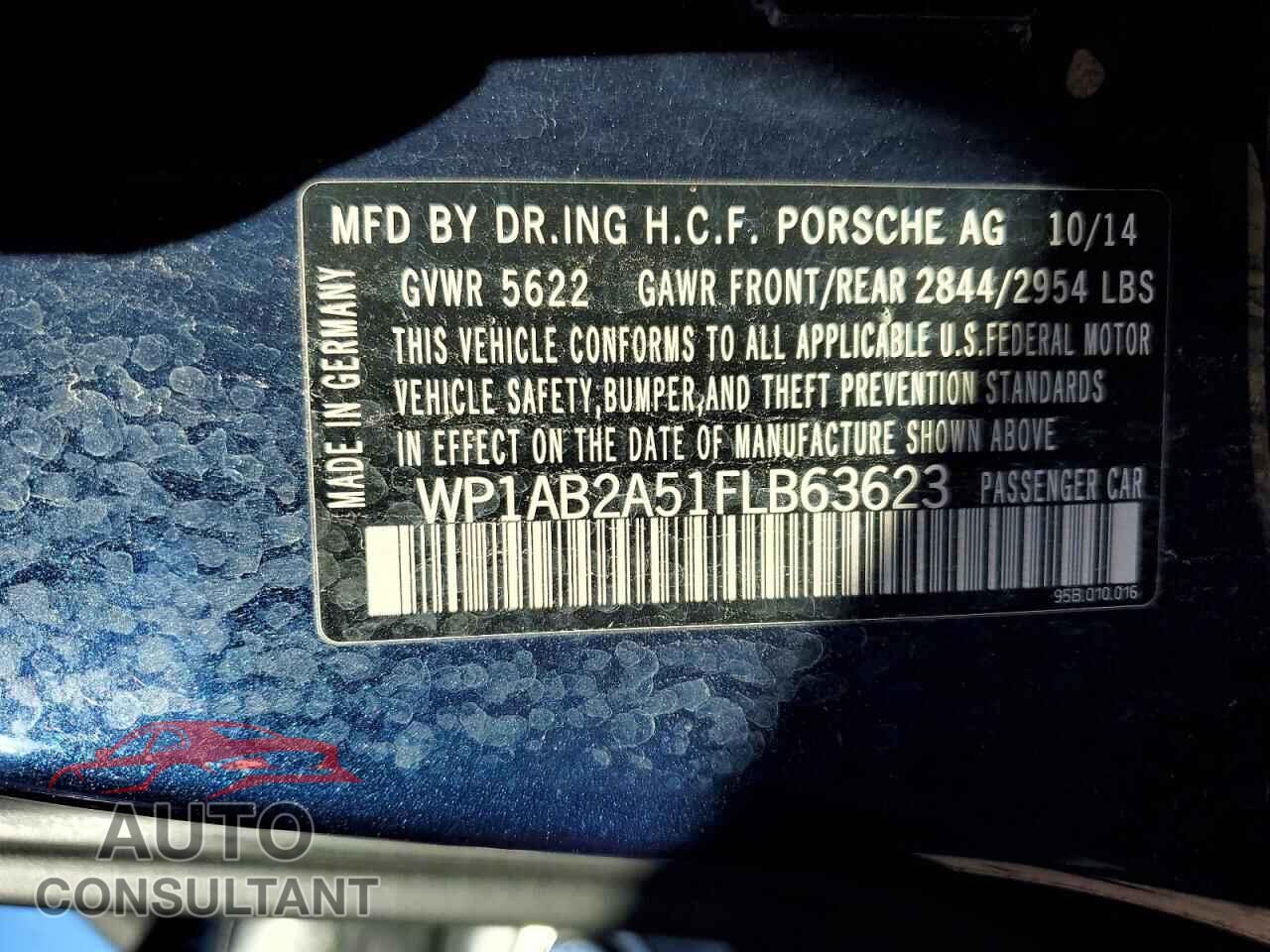 PORSCHE MACAN 2015 - WP1AB2A51FLB63623