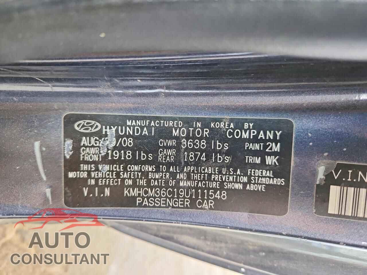 HYUNDAI ACCENT 2009 - KMHCM36C19U111548