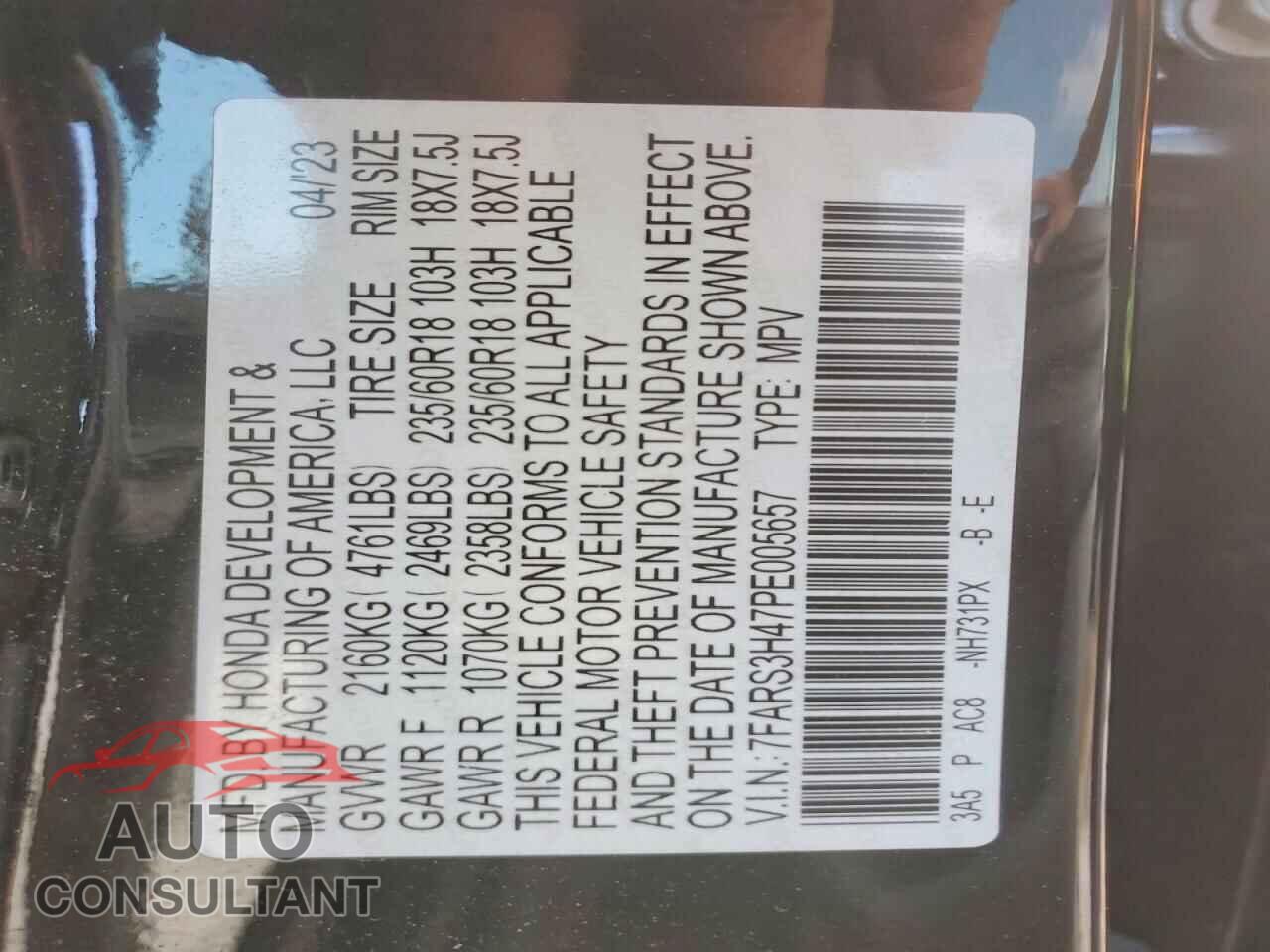 HONDA CRV 2023 - 7FARS3H47PE005657
