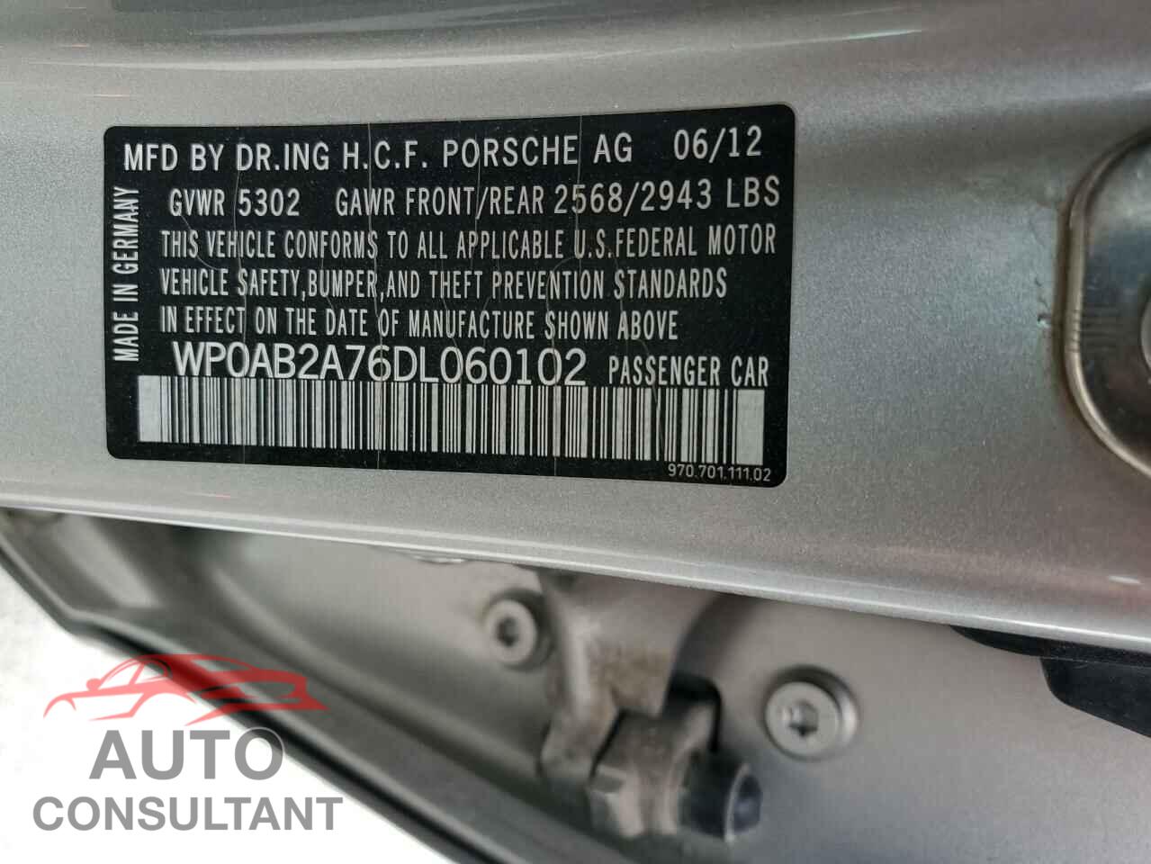 PORSCHE PANAMERA 2013 - WP0AB2A76DL060102